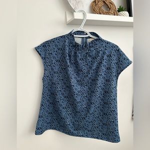 Blue Leopard Print Blouse - Women’s - Size S